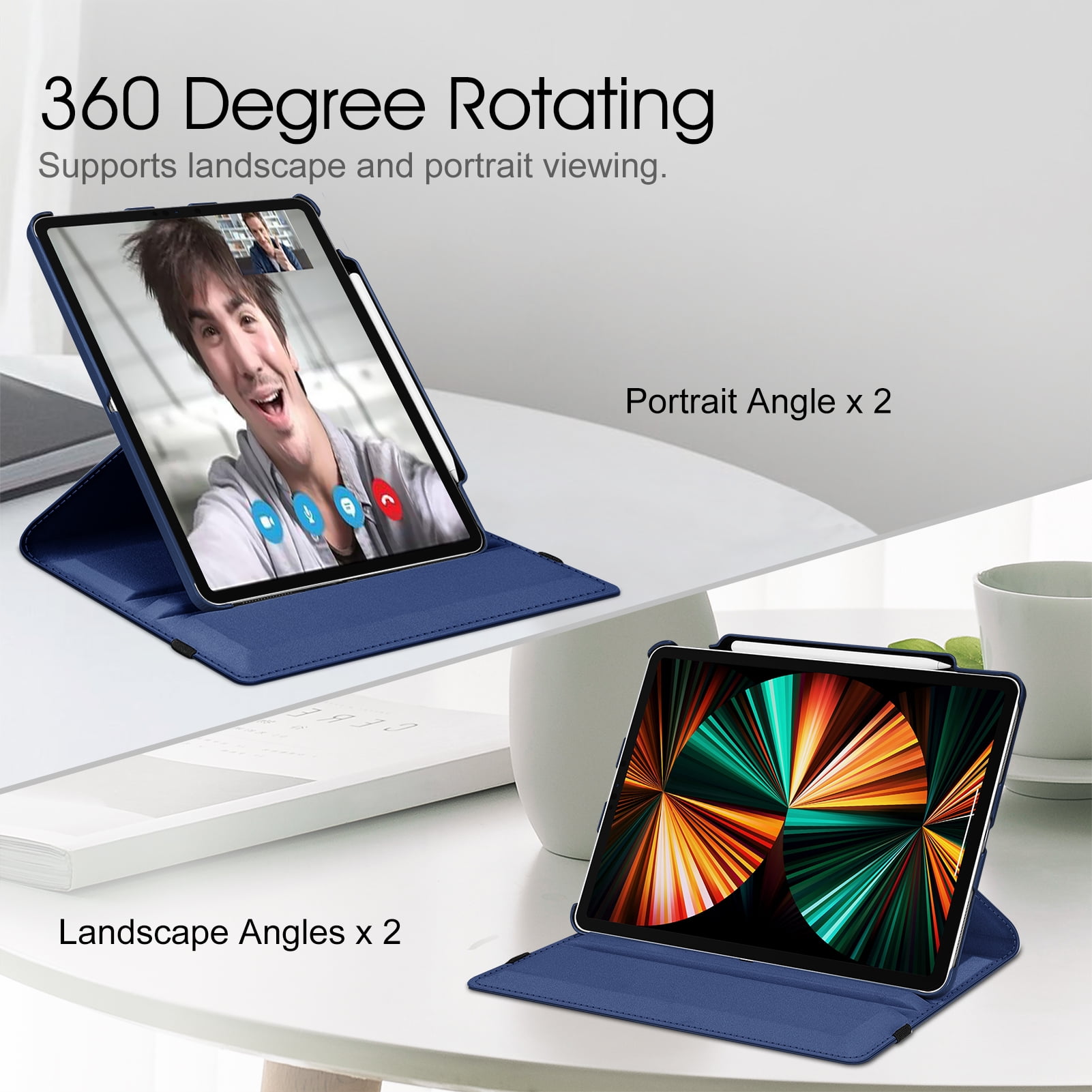 Fintie Swivel Case for iPad Pro 12.9 (2021/2020/2018) - 360 Degree Rotating Protective Cover w/Pencil Holder for iPad Pro 12.9-inch 5/4th/3rd Generation