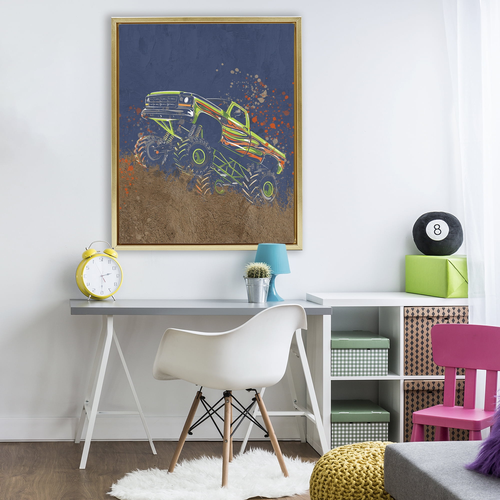 My Jam Truck Adventure Gold Framed Floater Canvas Wall Art, design by Kim Allen