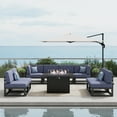thumbnail image 3 of LayinSun Large Aluminum Patio Furniture Set with Fire Pit Table, 9 Pieces Modern Outdoor Conversation Set Sectional Metal Sofa Set with Olefin Cushion, 3 of 10