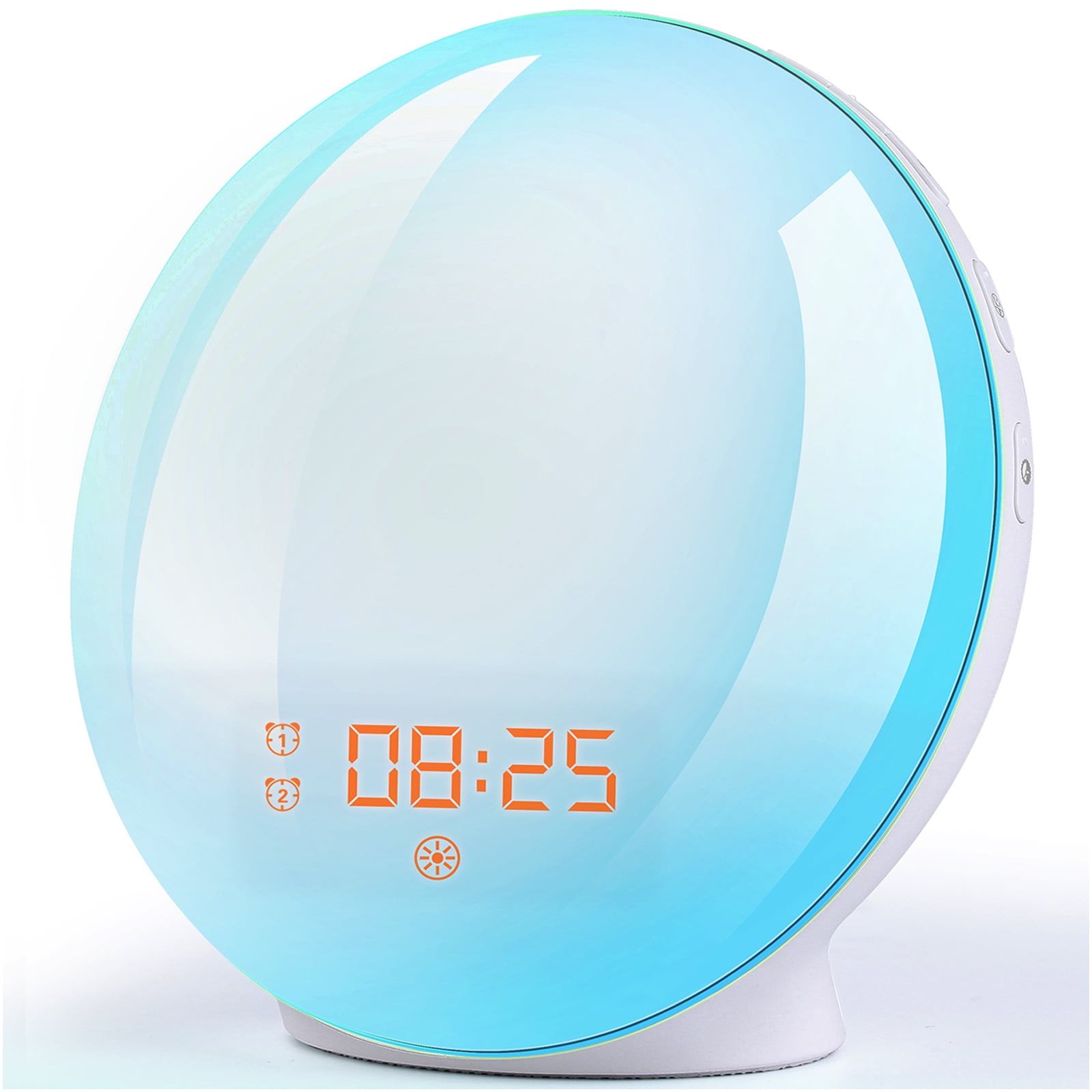 7 Colors Mood Night Light with 4 Sets Alarms WiFi Smart Wake Up Light Snooze Function 7 Nature Sounds FM Radio Sunrise Sunset Simulation Alarm Clock APP and Voice Control Table Bedside Lamp 