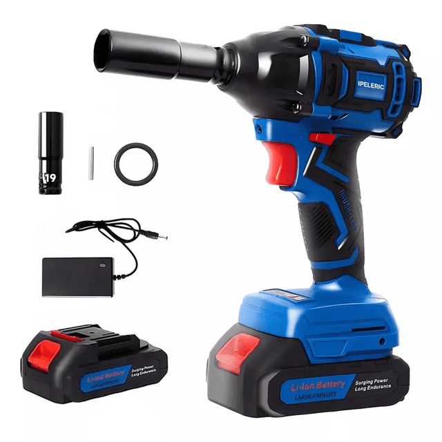 Llave De Impacto Inalámbrica Eléctrica Pistola Taladro negro azul