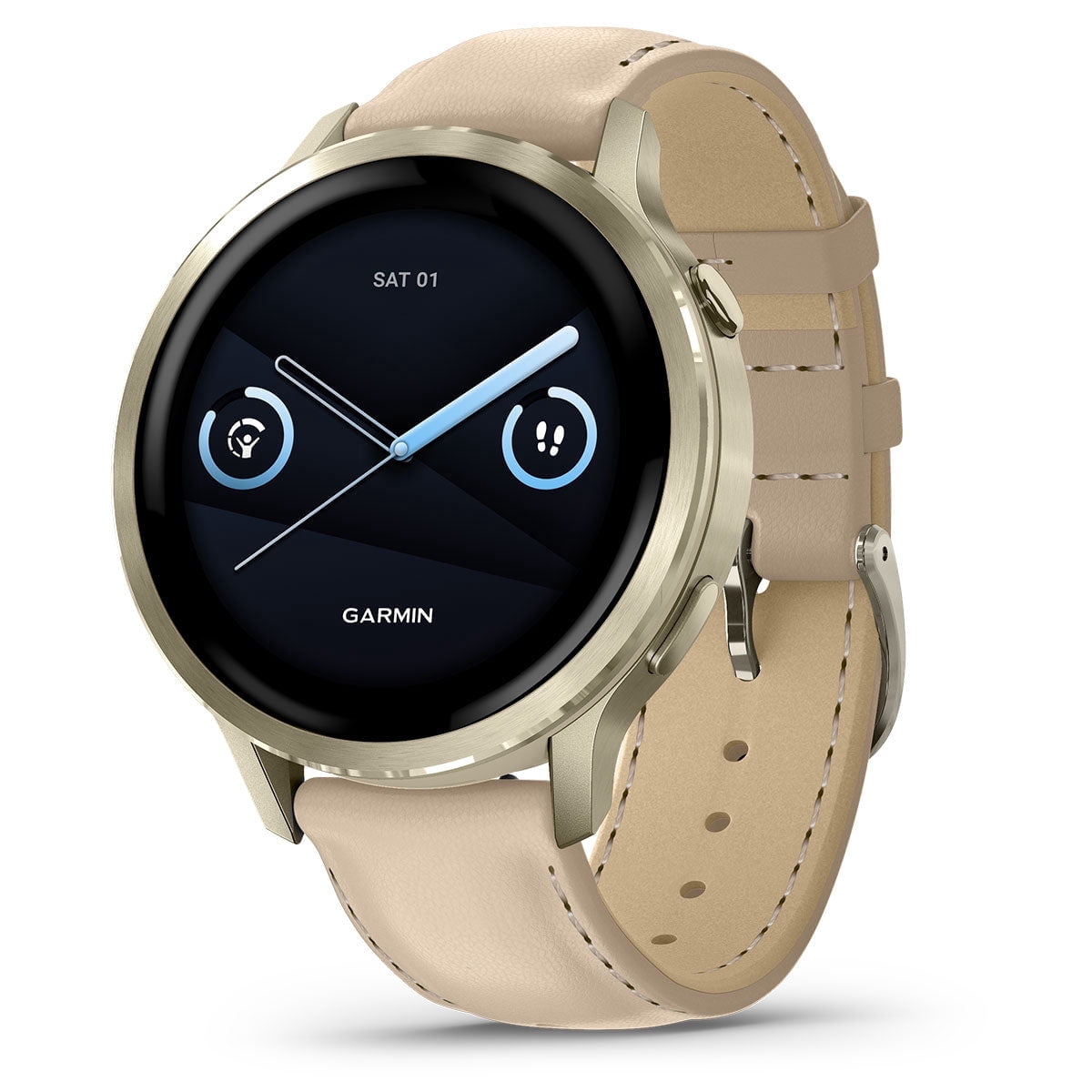 Garmin Venu 4 (Lunar Gold/Light Sand Leather, 41mm) Fitness GPS Smartwatch Bundle with PlayBetter Portable Charger & HD Screen Protectors