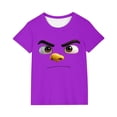 thumbnail image 2 of Blusas y camisas de manga corta con cuello redondo para niños y niñas, color liso, con estampado de expresión linda, manga corta, holgadas y cómodas, blusa para niña, 2 of 6