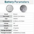 thumbnail image 3 of CR2025 Batteries 3V Lithium Cell - 3 Volt CR 2025 Coin Button Lithium Battery for Mazda Mercedes Car Key Fob Remote Control LED Light Candle Doorbell Fitbit Zip Heart Rate Monitor (10Pack), 3 of 7