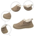 thumbnail image 4 of Rokment Womens Winter Snow Boots with Fleece Lined Wide Width Cold Weather Fashion Warm Suede Fuzzy Slip on Platform Flat Low Heel Ankle Booties Khaki Size 6.5, 4 of 7
