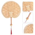 thumbnail image 2 of 1pc Wheat Straw Design Fan Creative Pu Fan Handmade Weaving Fan Photo Prop, 2 of 3