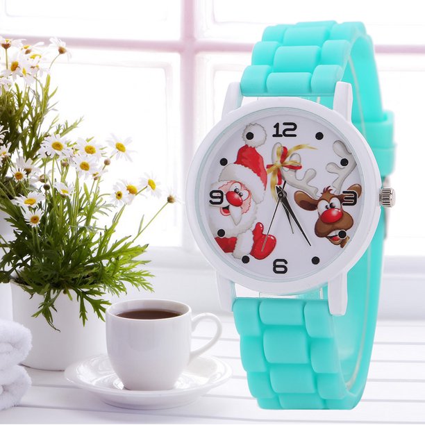 Mujer Santa Claus Cartoon Lord Christmas Casual Reloj de cuarzo (Azul cielo)-119988.07 Likrtyny Para estrenar