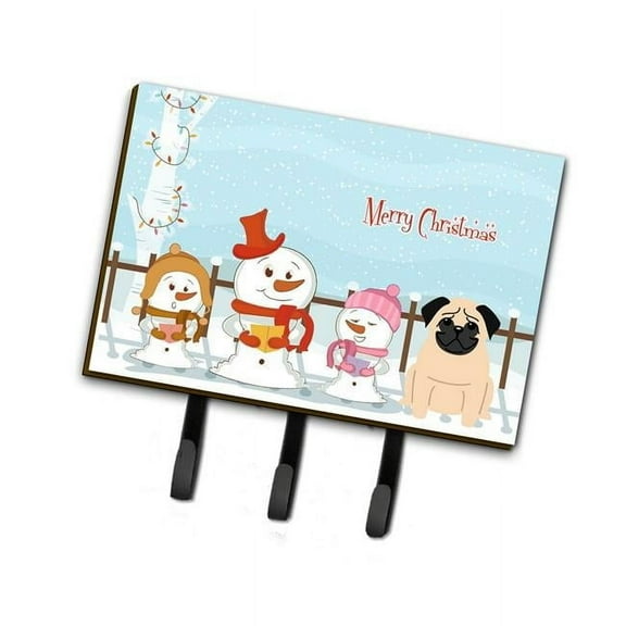 Merry Christmas Carolers Pug Fawn Leash or Key Holder