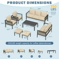 thumbnail image 3 of AECOJOY 7-Piece Outdoor Patio Set – Beige, Aluminum Sectional Sofa with Coffee Table, Seats 9, 3 of 8