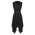 thumbnail image 6 of Zaldita Women Liturgical Dance Outfit Color Block Sleeveless Irregular Dress with Wide-Leg Pants Black XXL, 6 of 7