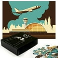 thumbnail image 2 of Ambesonne Airport Jigsaw Puzzle Durable Cardboard, Airfield Plane and City, 1000 pcs, Dark Brown Cadet Blue, 2 of 5