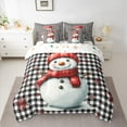 thumbnail image 2 of Manfei Kawaii Snowman Bedding Comforter Set 7pcs for Kids, Snowflake Buffalo Plaid Queen Bedding Sets, Merry Christmas Reversible Queen Sheet Sets, Super Cozy Room Decor, 2 of 7