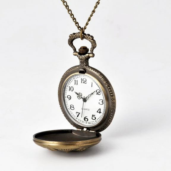 Large Vintage Bronze Pocket Watch Quartz Plum Blossom Engraved Pendant Clock Retro Timepiece for Men Women Gift