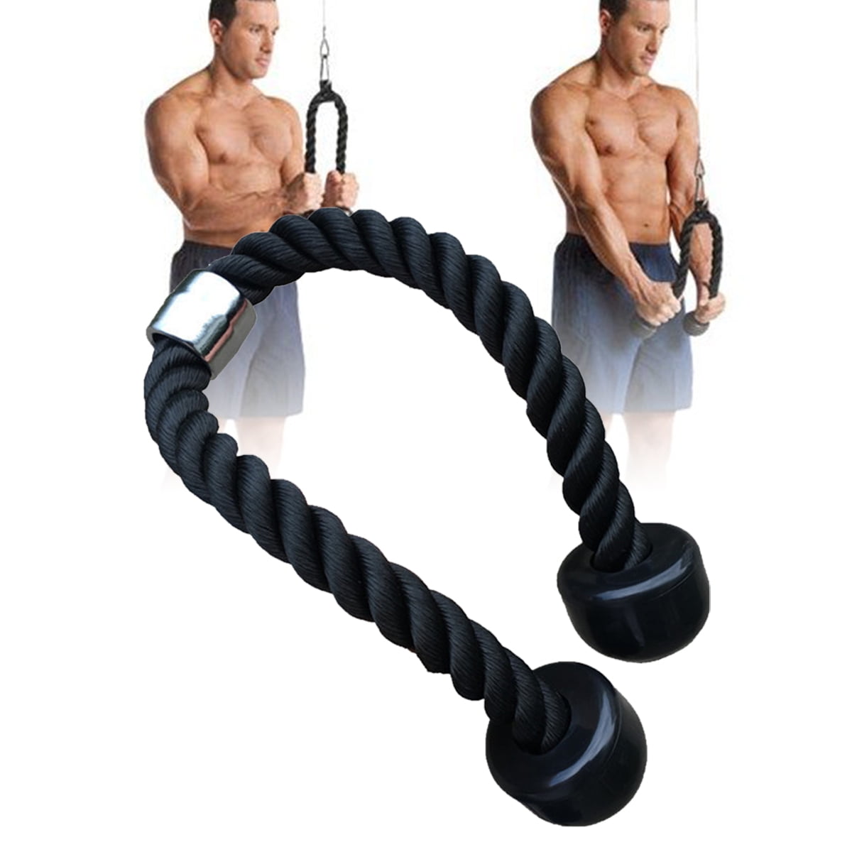 27 inches Tricep Rope Pulldown Heavy Duty Fitness Cable Attachment Coated Nylon Non Slip Black 