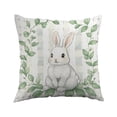 thumbnail image 2 of QuanTara Easter Spring Rabbit Flower Pillow Cover, 18x18in White Decorative Pillow Case, Nylon Spandex Cushion Cover for Sofa Bedroom, Holiday Home Decor Easter Gift, 2 of 6