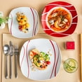 thumbnail image 5 of MALACASA, Series Felisa, 18-Piece Porcelain Dinnerware Set, Red Stripes Ivory White Dinner Set, Service for 6, 5 of 9