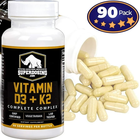 Max Strength D3 + K2: 10,000 iu D and 1500 mcg K-2 by SuperDosing 90 Caps. High Potency for Heart and Bone Health. Boost Your Energy and Immune System with Our Best Vitamin D and Vit K (Best Supplements To Take For Health)