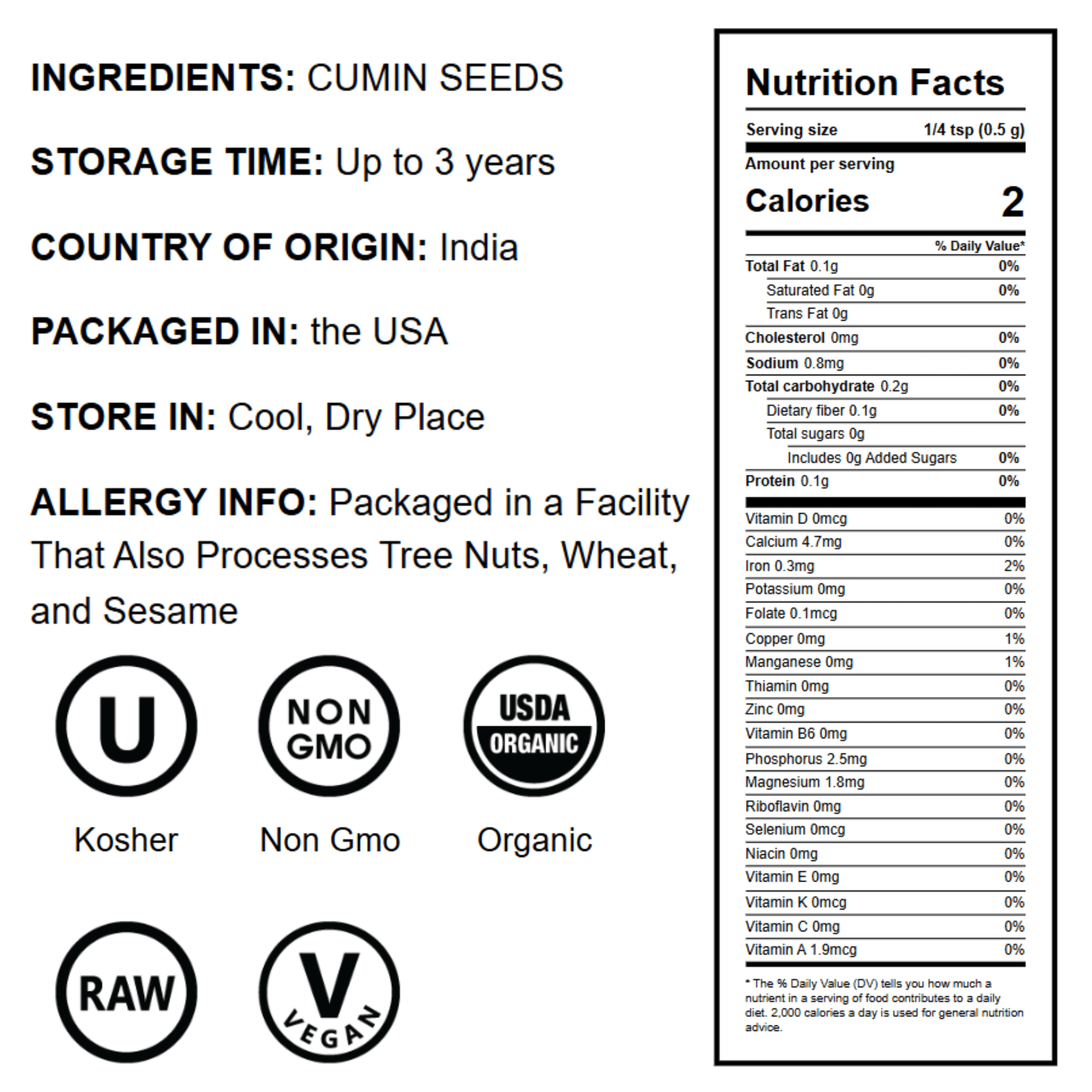 Organic Cumin Seeds, 2 Pounds – 100% Natural, Non-GMO, Aromatic Seasoning, Perfect for Spices, Baking and Pickling, Vegan, Kosher, Bulk — by Food to Live