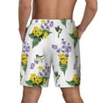 thumbnail image 3 of Kdxio Lavender Flowers Print Men's Swim Trunks with Compression Liner 7 Inch Inseam Quick Dry Swim Shorts, 3 of 7