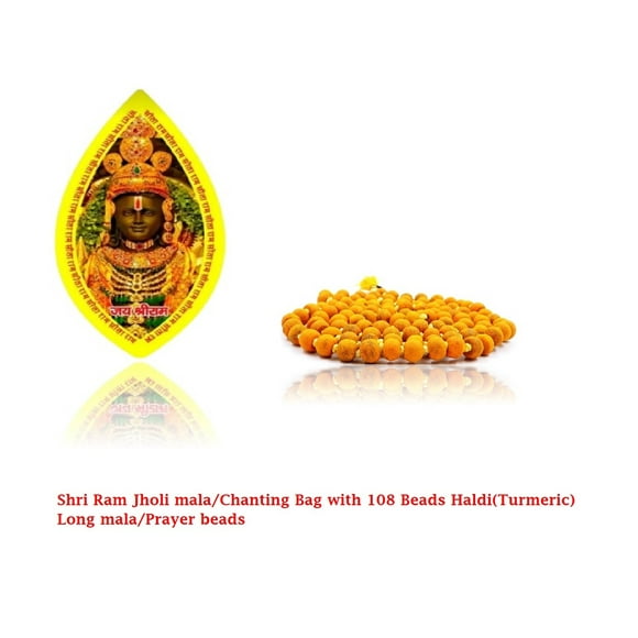 Kamada Combination of Jholi mala/Gaumukhi/chanting bag and exquisite 108 beads Haldi (Turmeric)mala,Spritual Necklace/rosary for Women and Men