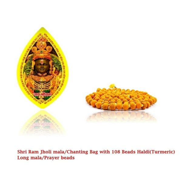 Kamada Combination of Jholi mala/Gaumukhi/chanting bag and exquisite 108 beads Haldi (Turmeric)mala,Spritual Necklace/rosary for Women and Men