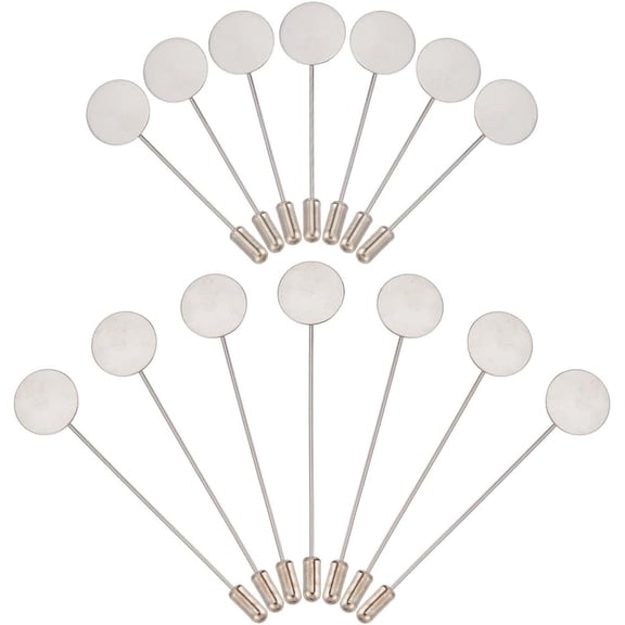 1 Box 60Pcs Flat Brooch Stick Pin Round Tray Lapel Pin Bulk Brass Safety Brooch Findings Hat Pin Scarf Silver Brooch Pins Needle for Crafts Suit Tie Hat Scarf Accessories
