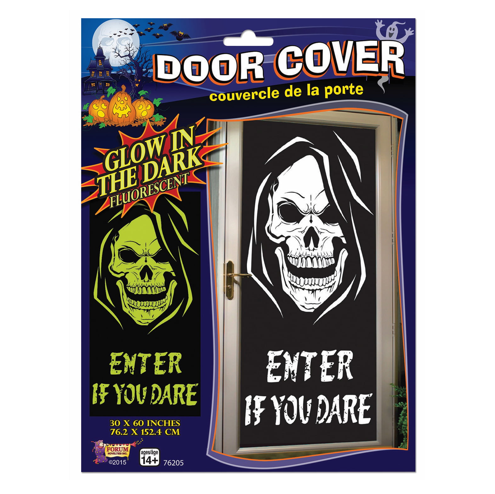 Spooky Gothic LIGHT UP DOOR COVER-Halloween Decoration--SKULL--ENTER IF YOU DARE 