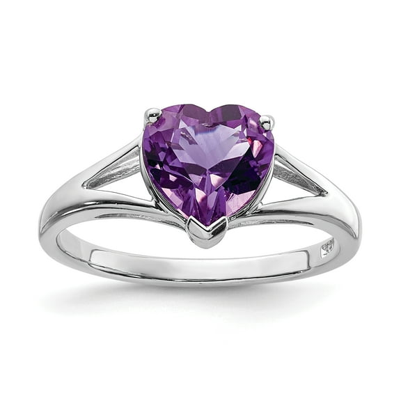 Primal Silver Sterling Silver Rhodium Amethyst Ring
