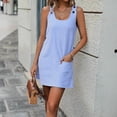 thumbnail image 4 of DHFJKG Womens Casual Sleeveless Dress Striped Mini Sundress Scoop Neck Adjustable Straps Summer Dresses For Women With Side Pockets Trendy Dresses, 4 of 4