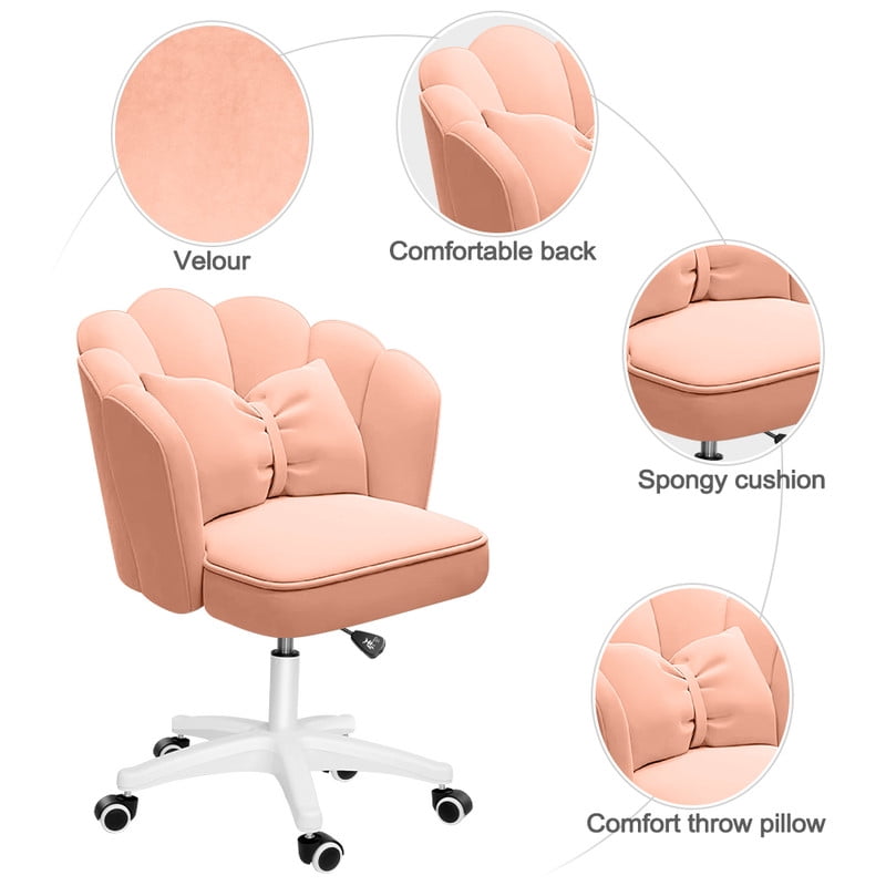 Height Adjustable Office Computer Desk Chairs,Modern Fabric Home Butterfly Chairs,Cute Petal Makeup Chairs for Girls and Women，Pink