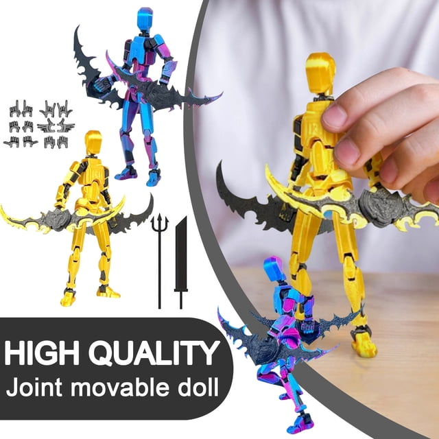 2 Pcs T13 Action Figure Robot,Stikbot Toys with Weapon Accessories, Titan 13 Action Figure, T13 Multi-Jointed Movable Robot Fidget Toys for Boys, The Ideal Gift for Holidays (Multi-Color)