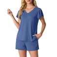 thumbnail image 2 of MINTREUS Women's Knit Pajamas Set Ruffle Sleeves Sleepwear Casual 2 Piece Pjs Soft Loungewear with Pockets, 2 of 6