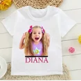 thumbnail image 4 of Camiseta de algodón para niñas 2024, bonita camiseta con estampado de Diana y Roma para niños, ropa de moda de verano para niños, camisetas de manga corta para bebés, 4 of 5