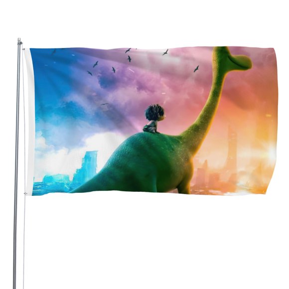 El Buen Dinosaurio Bandera impresa con temática, regalo perfecto para fanáticos, amigos y familiares, y adecuada para actividades al aire libre e interiores, decoraciones de fiesta. 120*180CM