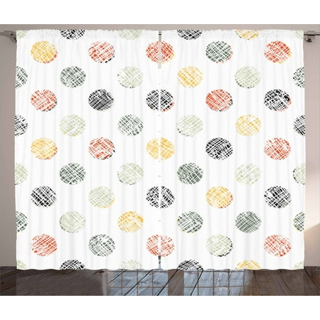 - Polka Dots Curtains 2 Panels Set, Lined Traditional Geometrical Circles Various Color Combinations Abstract Artsy, Window Drapes for Living Room Bedroom, 108W X 90L Inches, Multicolor, by Ambesonne