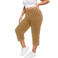 thumbnail image 2 of Kelon Yoga Pants, Capri Pants for Women Plus Size Casual Drawstring Elastic Waist Loose Fit Yoga Sweatpants with Pockets Activewear, S, 2 of 6