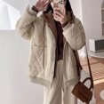 thumbnail image 2 of Abrigos gruesos, chaquetas de invierno con capucha de gran tamaño para mujer, estilo coreano, sueltos, casuales, vintage, falsos, de dos piezas, ropa de nieve acolchada, 2 of 5