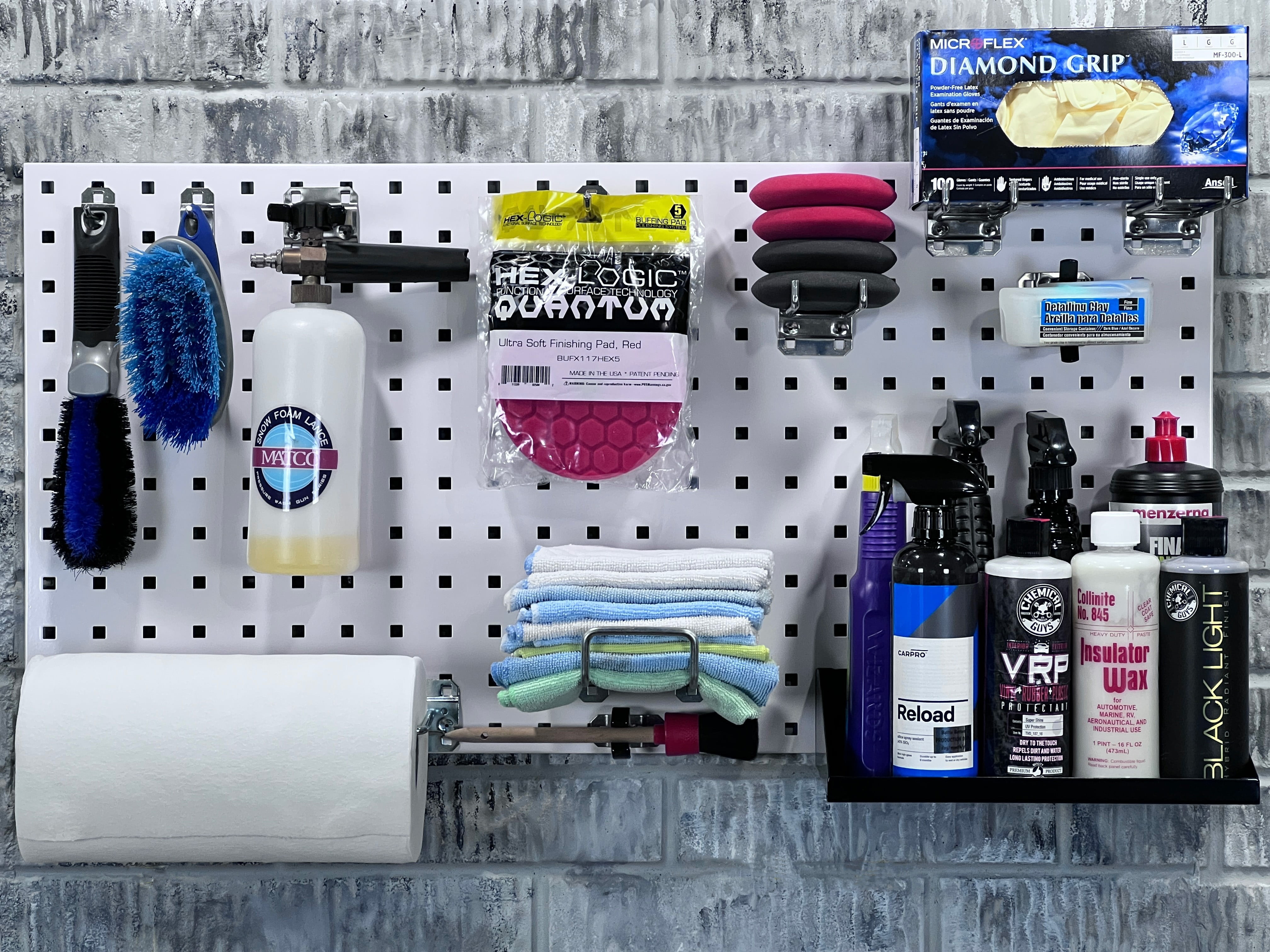 Triton Products® WC18-WH-Kit Wall Square Hole Pegboard and Locking Hook Organizer
