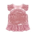 thumbnail image 3 of Haitryli Kids Girls Sparkly Sequins Ruffle Flutter Sleeve Peplum Top Shirt Mermaid Theme Birthday Pink 12, 3 of 5