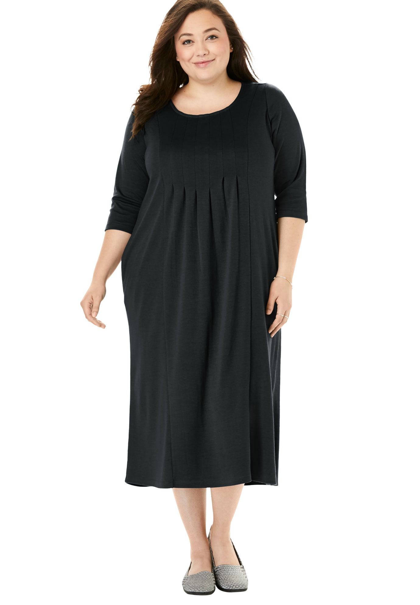 Woman Within - Woman Within Women's Plus Size Babydoll Essential Dress ...