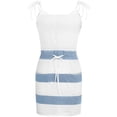 thumbnail image 3 of Jophufed Women Casual V-Neck Short Sleeve Bandage Pocket Stripe Printing Loose Tank Petite Sundresses Sling Dress, 3 of 5