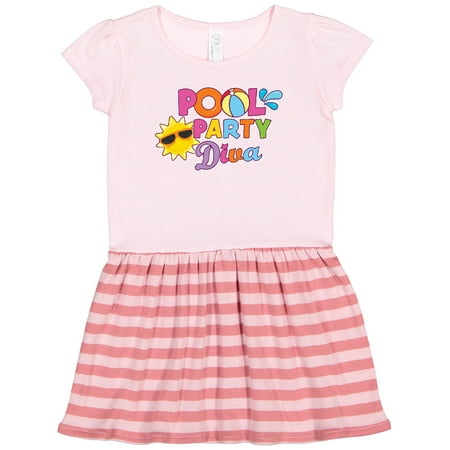 

Inktastic Pool Party Diva with Sun and Beach Ball Gift Toddler Girl Dress