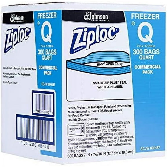 Ziploc Professional Freezer Bags, Quart, 300 Count