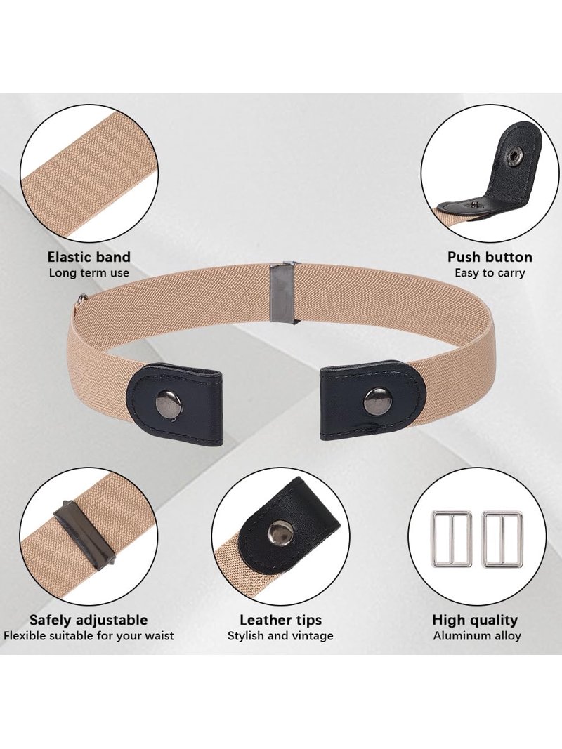 2Pcs No Buckle Stretch Belt for Women and Men Elastic Waist  display picture 1