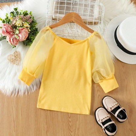 

NIUREDLTD Babys Kids Toddler Girls Solid Spring Winter Long Net Yarn Sleeve Princess Dress Clothes