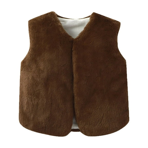 REDARER Girls Vest Long Pile Warm Sleeveless Jacket Outerwear for Toddler Kids Winter Fall Fashion,Kids Clothing,Size:5-6 Years