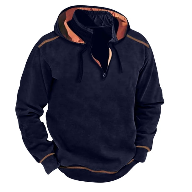 pstuiky camisas de manga larga para hombre, Sudadera con capucha para hombre, manga larga, cuello alto, cremallera frontal a media altura y colores a juego. salir tops xl