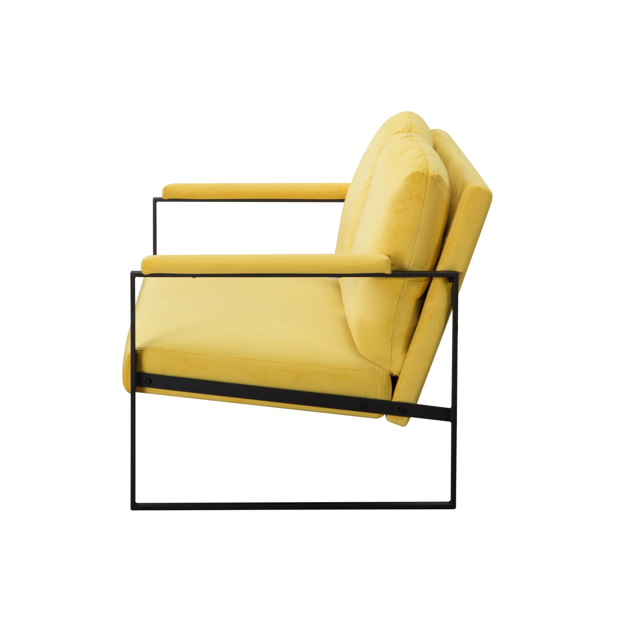 Gewnee 49.2”Metal Frame Loveseat,Modern Upholstered Sofa Chair with Armrests & Scratch-Resistant Foot Pads & Detachable Washable Backrest,Suitable for Living Rooms and Bedrooms.(Yellow)