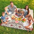 thumbnail image 7 of Elegant Floral Pattern Red Cream Design Picnic Blanket Waterproof Outdoor Beach Blanket Hand-held Pad Suitable for Travel, Camping, Beach, Family Gatherings, 7 of 7