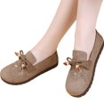 thumbnail image 5 of Domzle Women Faux Suede Loafers Slip On Walking Shoes Work Casual Non Slip Lightweight Comfort Beaded Fashion Round Toe Khaki, 5 of 7